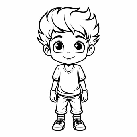 cute little boy cartoon vector illustration graphic design in bl