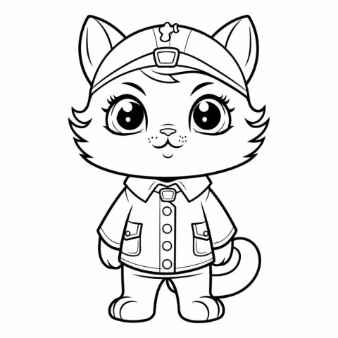 Coloring Page Outline Of Cute Cartoon Sailor Cat Vector Illustra