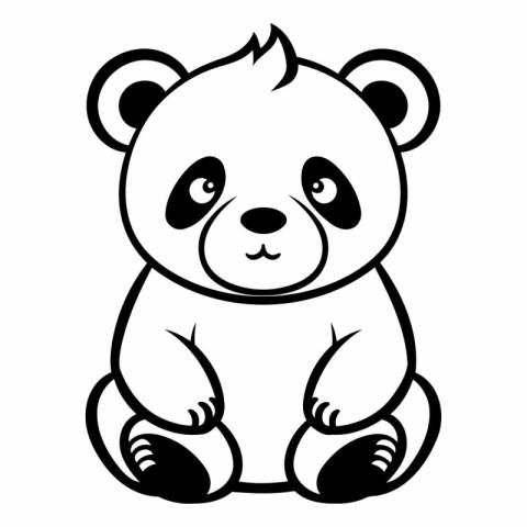 Cute cartoon panda sitting on white background.