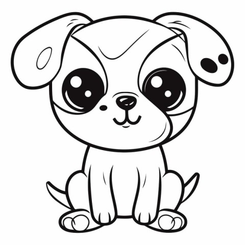 Black and White Cartoon Illustration of Cute Dog Animal Characte