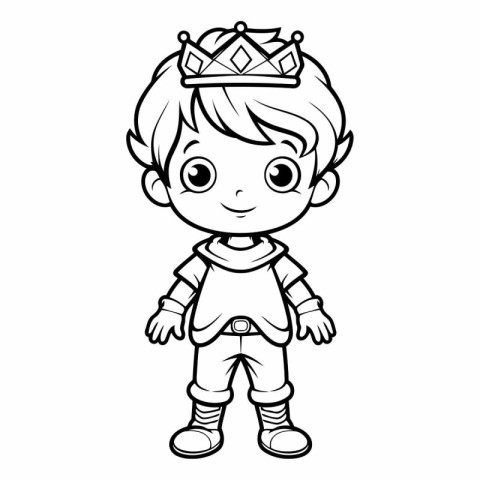 Cute little boy in a crown for coloring book