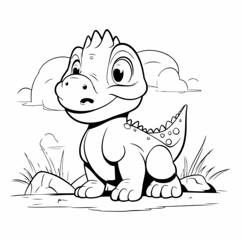 Cute baby dinosaur for coloring book. Cartoon style.