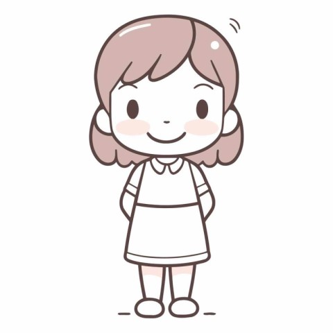 Illustration of a little girl in a dress on a white background