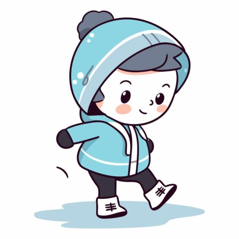 Vector illustration of a cute little boy wearing winter clothes.