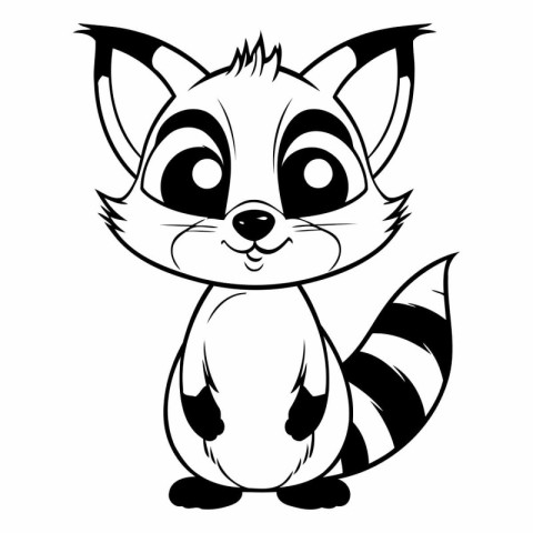 Cute raccoon cartoon on a white background.