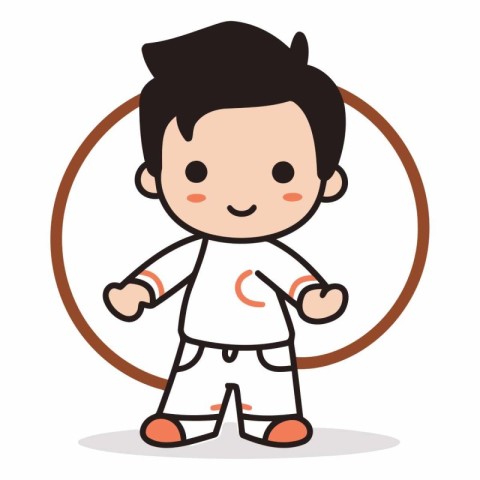 Karate kung fu boy cartoon doodle icon design.