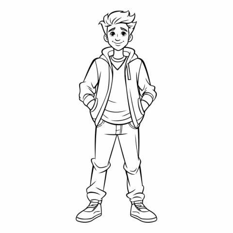 Teenager boy with casual clothes cartoon vector illustration gra