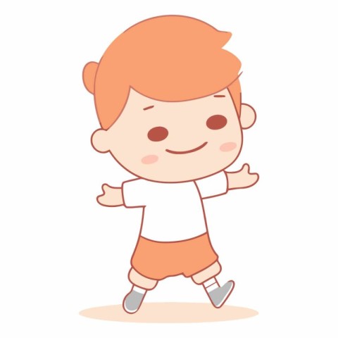 Cute little boy running cartoon vector illustration. Cartoon lit