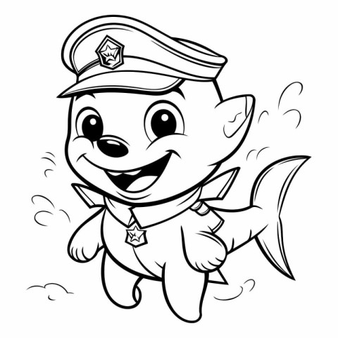 Coloring Page Outline of a Cute Cartoon Policeman - Coloring Boo