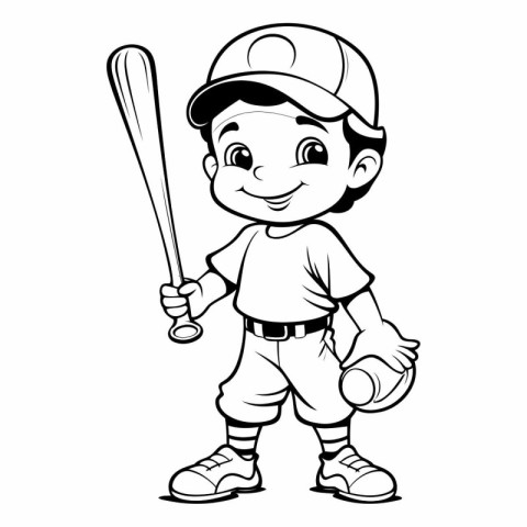 Baseball Player Boy Cartoon Mascot Character Vector Illustration