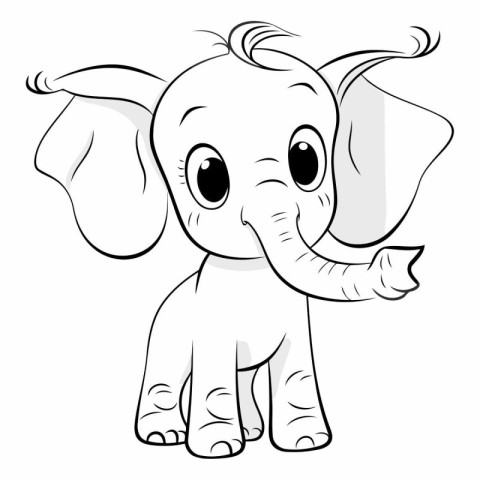 Cute baby elephant on a white background. eps