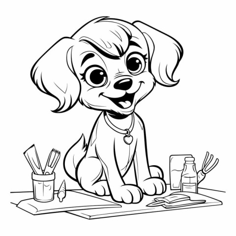 Cartoon Illustration of Cute Puppy Dog Mascot Character