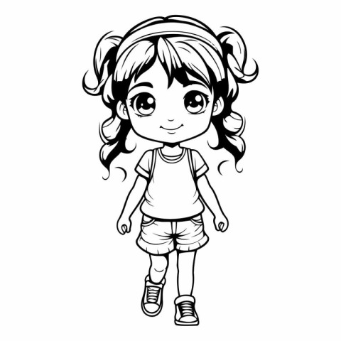 cute little girl cartoon character vector illustration graphic d