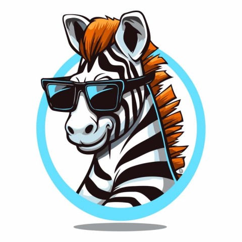 Zebra with sunglasses. isolated on white background.