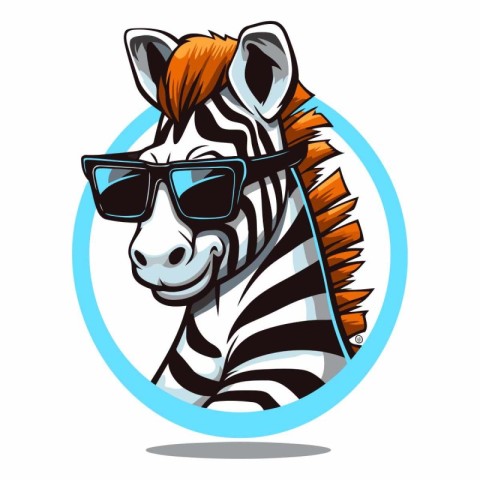 Zebra with sunglasses. isolated on white background.