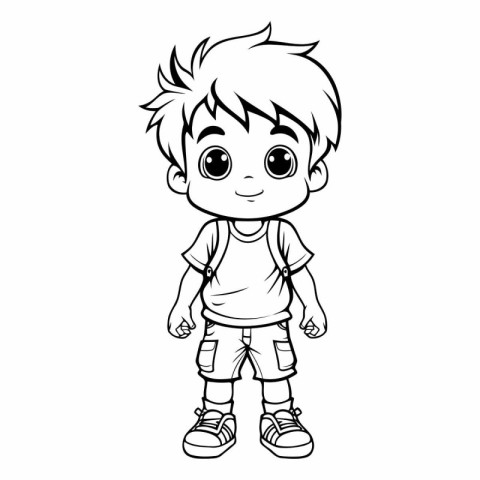 Cute little boy cartoon for coloring book or page.