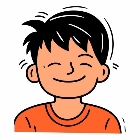 Smiling boy with short hair in cartoon style.