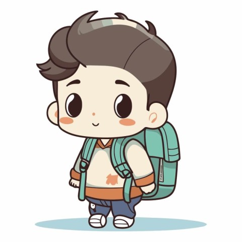 Cute boy going to school with a backpack.