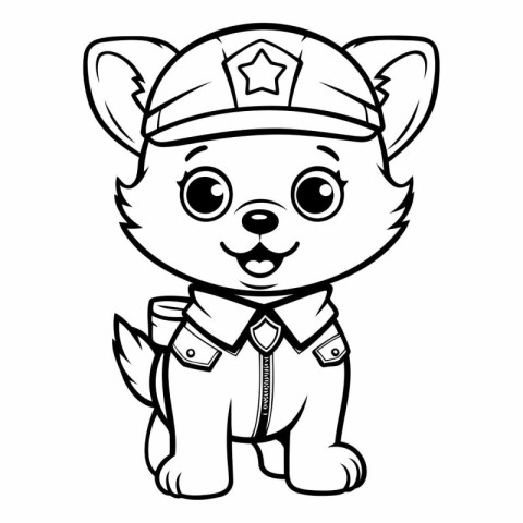 Black and White Cartoon Illustration of Cute Puppy Dog Animal Ch