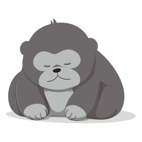 Vector illustration of a cute gorilla sleeping. Isolated on whit