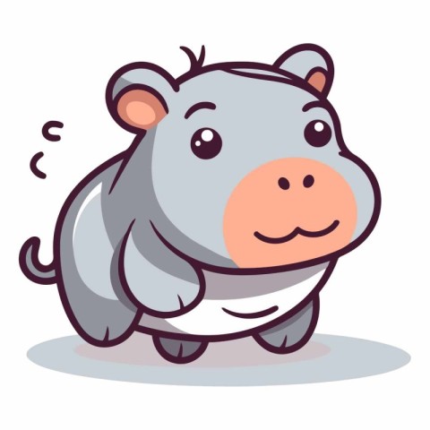 Hippopotamus cartoon character vector illustration. Cute hippo.