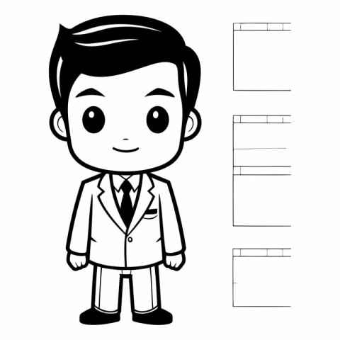 Boy in a suit with a blank sheet of paper