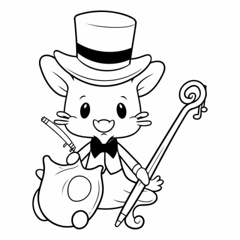 Mascot Illustration of a Cute Mouse Character with a Musical Ins