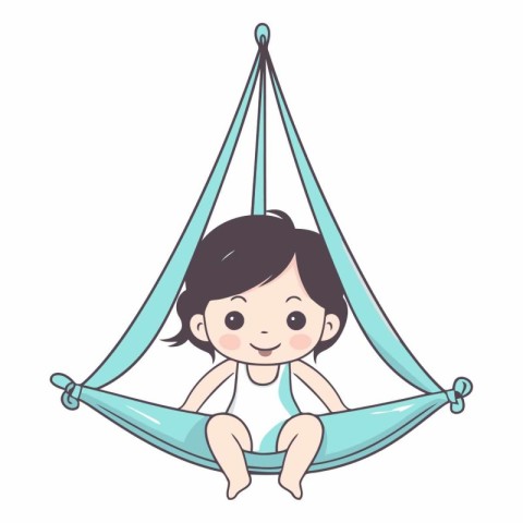 cute little girl in hammock isolated on white background vector