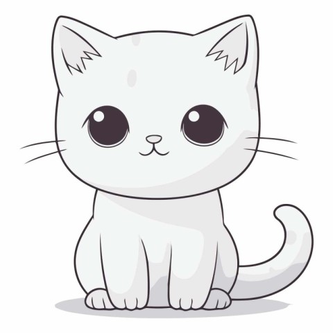 Cute cartoon cat isolated on a white background.