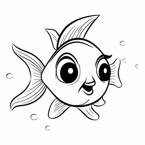 Cartoon fish. Black and white vector illustration for coloring b