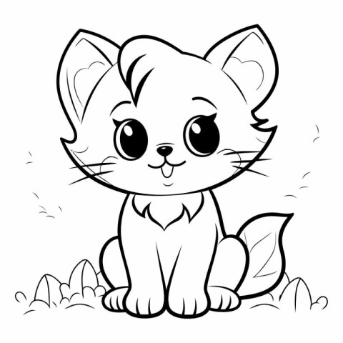 Cute cartoon cat. Coloring book for children.