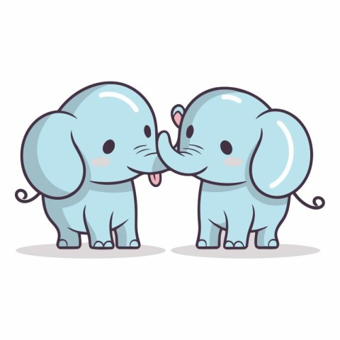 cute elephant couple isolated icon vector illustration designico