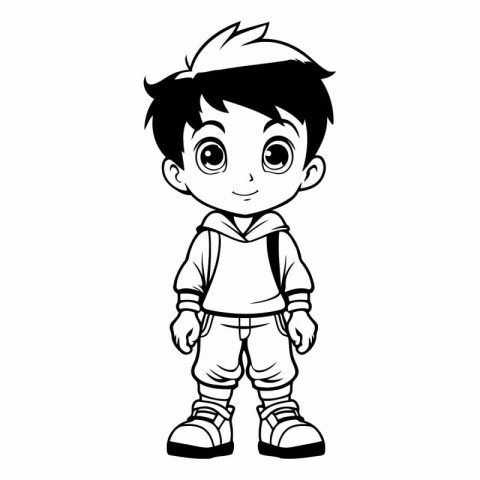 cute little boy wearing casual clothes on white background vecto