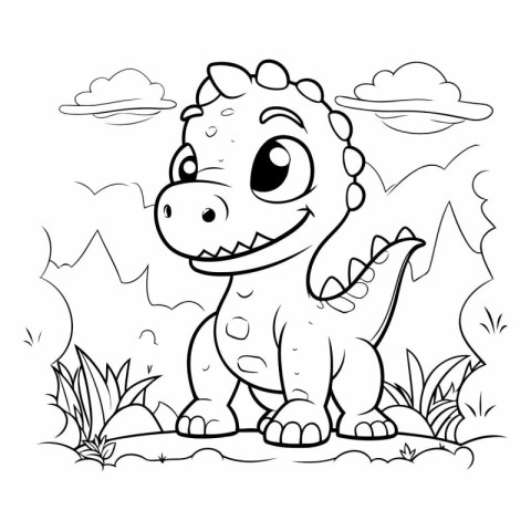 Coloring Page Outline Of Dinosaur Cartoon Character Vector Illus