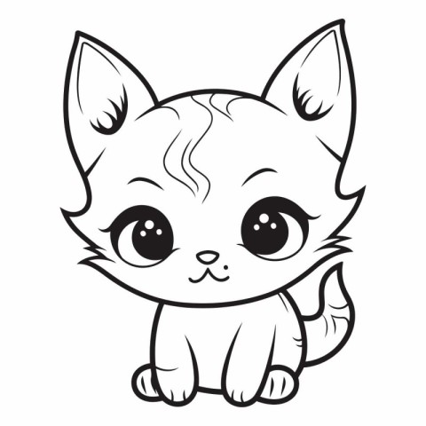 Cute cartoon cat isolated on a white background.