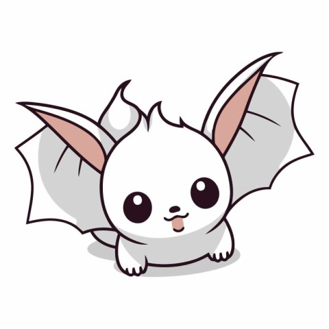 cute little bat kawaii character vector illustartion design