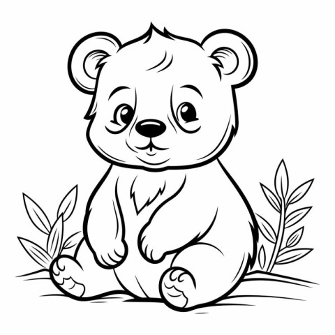 Black and White Cartoon Illustration of Bear Animal Character fo