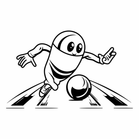 Cartoon mummy with a ball on the road.