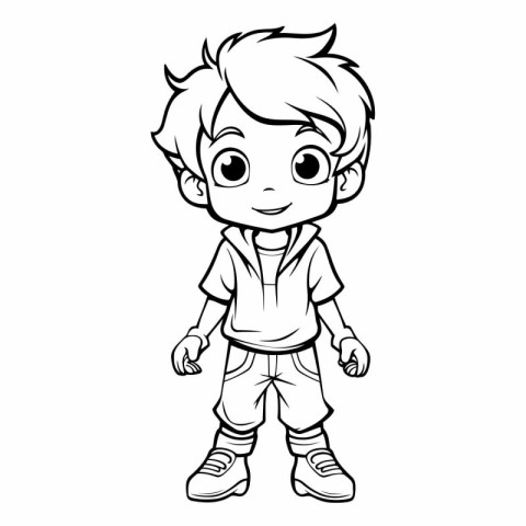 Cute Little Boy Cartoon Mascot Character Vector Illustration.