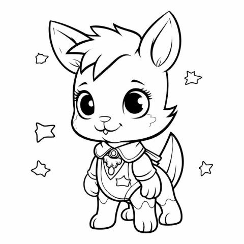 Coloring Page Outline Of a Cute Cartoon Fox With Costume