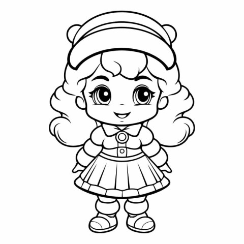 Coloring Page Outline Of Cute Little Pirate Girl Cartoon Charact