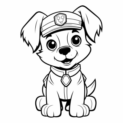 Puppy in a cap of a police officer