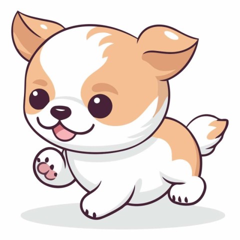 Cute cartoon chihuahua dog on white background.