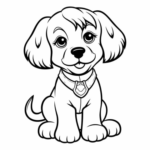 Cute cartoon puppy for coloring book for children.