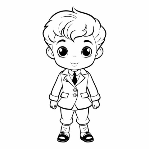 Vector illustration of a little boy in a coat on a white backgro