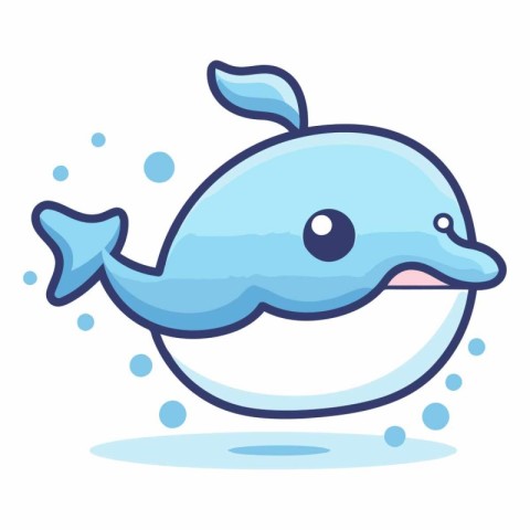 Cute cartoon whale of a cute blue whale.