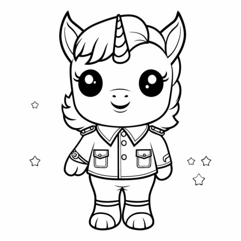 Coloring Page Outline Of cartoon unicorn. Coloring book for kids