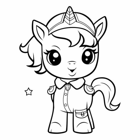 Cute cartoon unicorn. Coloring book for children.