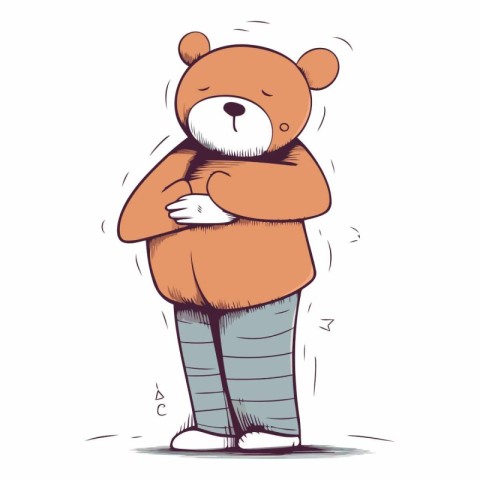 Vector illustration of a teddy bear standing with his arms cross