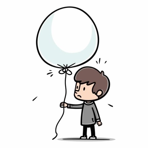 Boy holding balloon - Cartoon vector illustration of a boy holdi